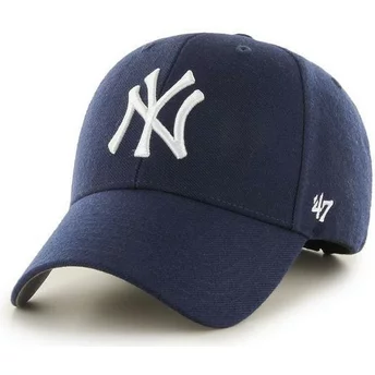 Casquette courbée bleue marine snapback avec logo blanc New York Yankees MLB MVP 47 Brand