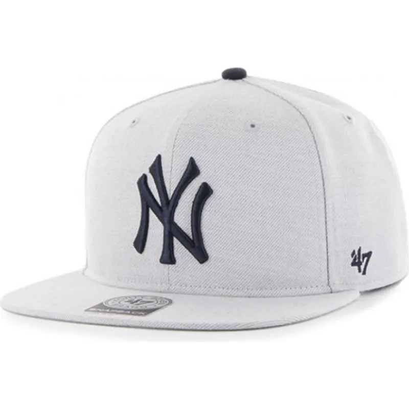 casquette-plate-gris-snapback-new-york-yankees-mlb-boreland-captain-rf-47-brand