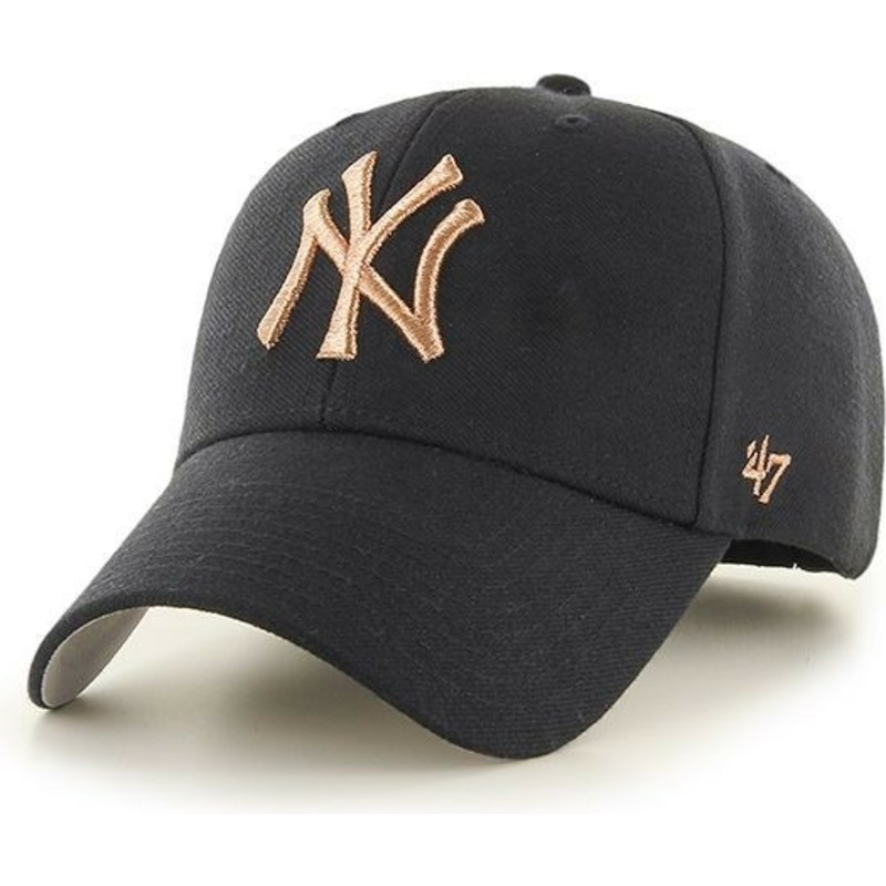 casquette-courbee-noire-avec-logo-bronze-new-york-yankees-mlb-mvp-metallic-47-brand