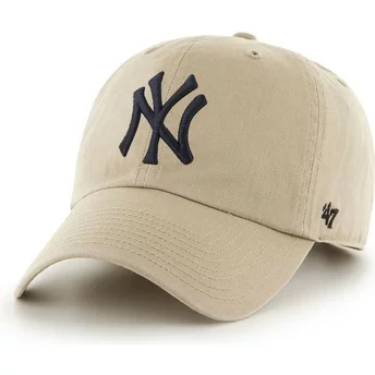 Casquette courbée beige avec logo noir New York Yankees MLB Clean Up 47 Brand