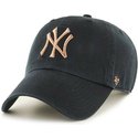 casquette-courbee-noire-avec-logo-bronze-new-york-yankees-mlb-clean-up-metallic-47-brand
