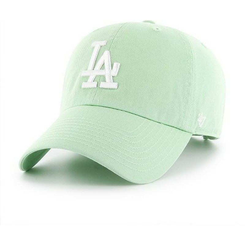 casquette-courbee-verte-claire-los-angeles-dodgers-mlb-clean-up-47-brand