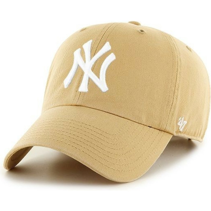 casquette-courbee-marron-claire-new-york-yankees-mlb-clean-up-47-brand