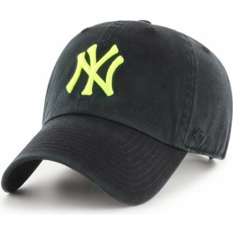 casquette-courbee-noire-avec-logo-jaune-new-york-yankees-mlb-clean-up-47-brand