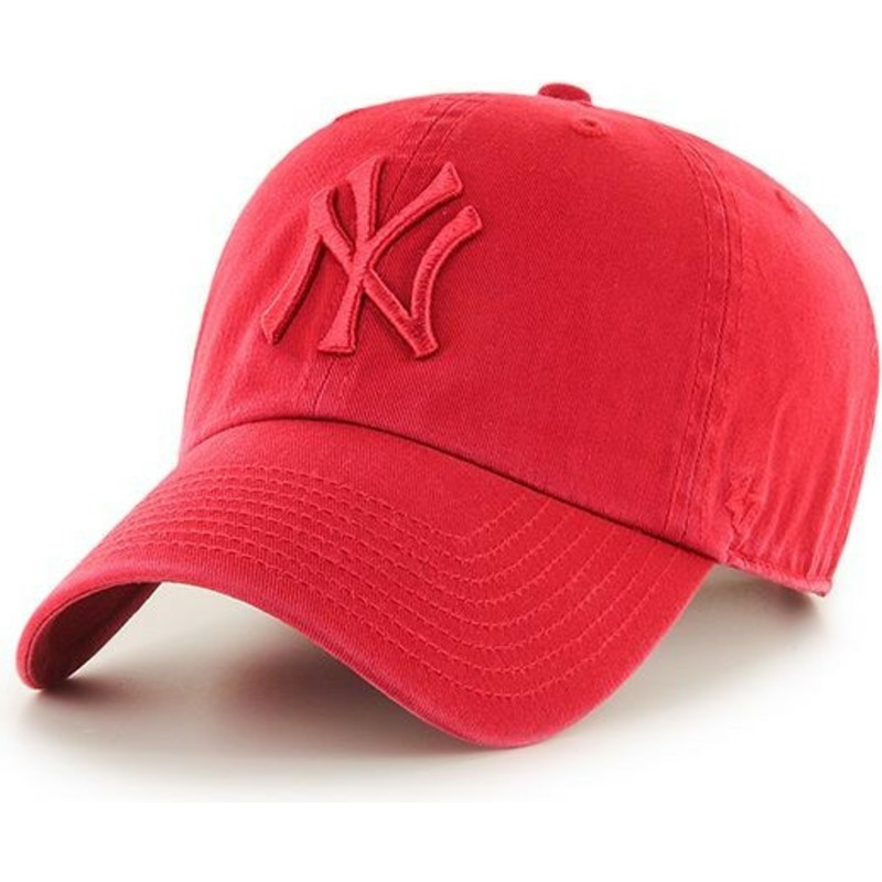 casquette-courbee-rouge-avec-logo-rouge-new-york-yankees-mlb-clean-up-47-brand