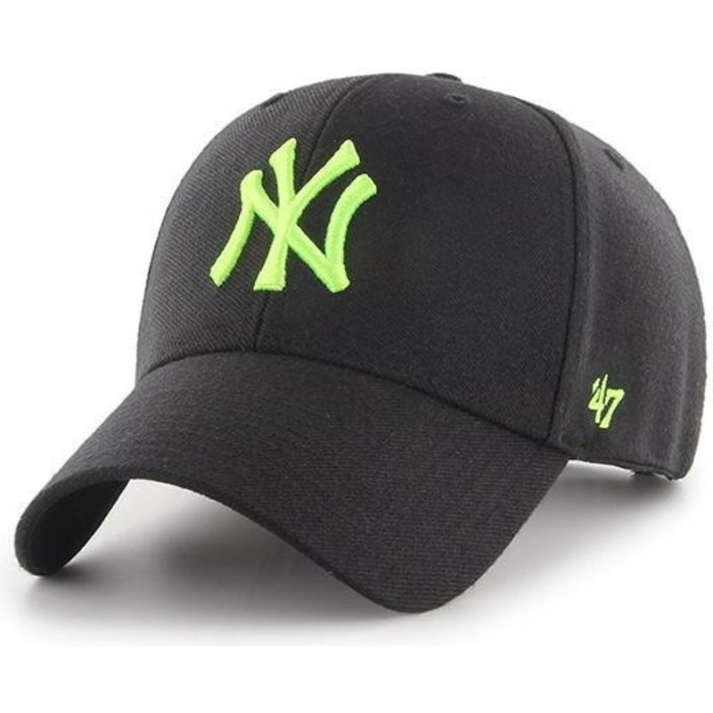 casquette-courbee-noire-snapback-avec-logo-vert-new-york-yankees-mlb-mvp-47-brand