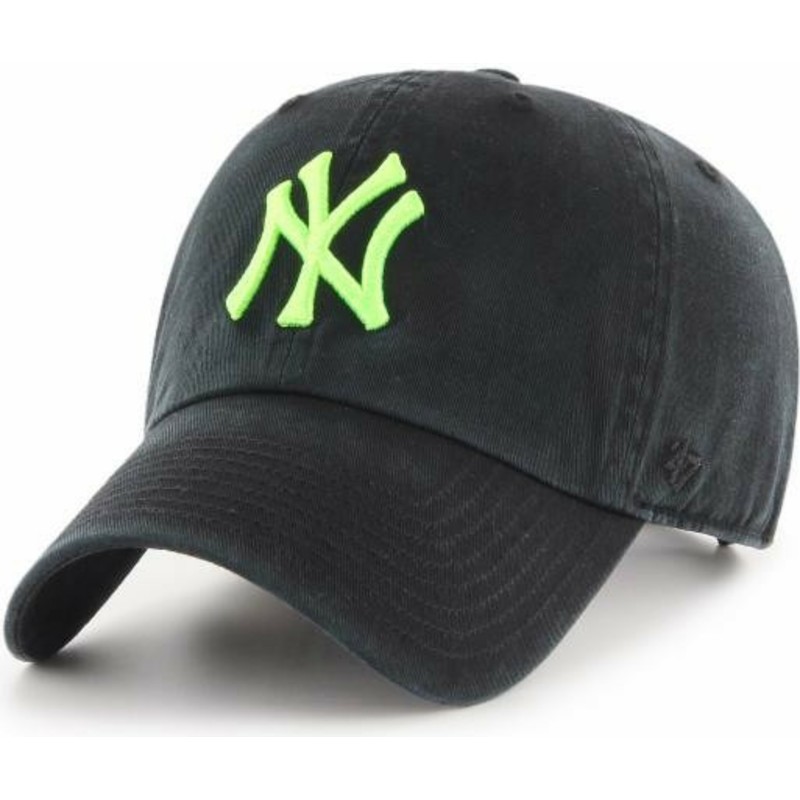casquette-courbee-noire-avec-logo-vert-new-york-yankees-mlb-clean-up-47-brand