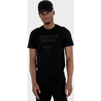 T-shirt à manche courte noir avec logo noir Chicago Bulls NBA New Era