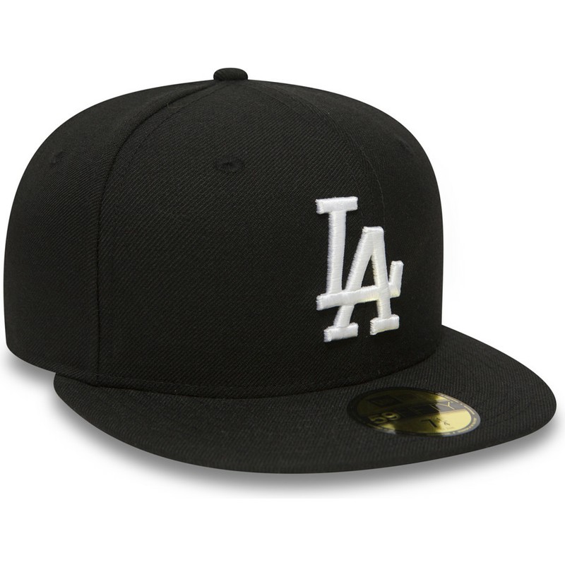 casquette-plate-noire-ajustee-59fifty-essential-los-angeles-dodgers-mlb-new-era