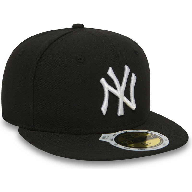casquette-plate-noire-ajustee-pour-enfant-59fifty-essential-new-york-yankees-mlb-new-era
