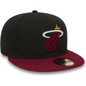 casquette-plate-noire-ajustee-59fifty-essential-miami-heat-nba-new-era