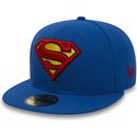 casquette-plate-bleue-ajustee-59fifty-superman-character-essential-warner-bros-new-era