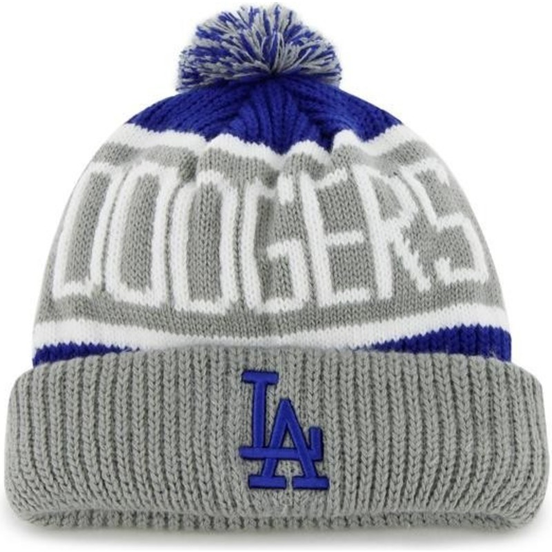 bonnet-gris-et-bleue-avec-pompom-los-angeles-dodgers-mlb-cuff-knit-calgary-47-brand