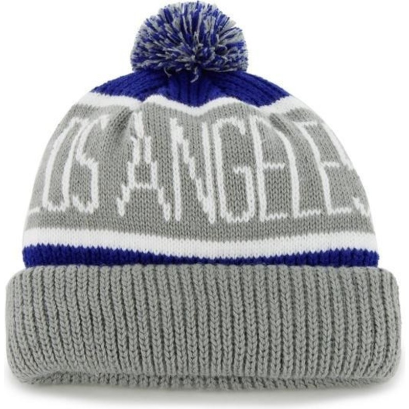 bonnet-gris-et-bleue-avec-pompom-los-angeles-dodgers-mlb-cuff-knit-calgary-47-brand