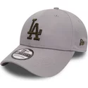 casquette-courbee-grise-ajustee-avec-logo-or-39thirty-essential-los-angeles-dodgers-mlb-new-era