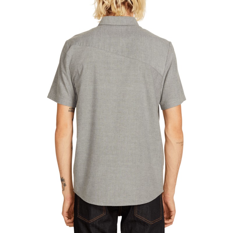 chemise-a-manche-courte-grise-everett-oxford-black-volcom