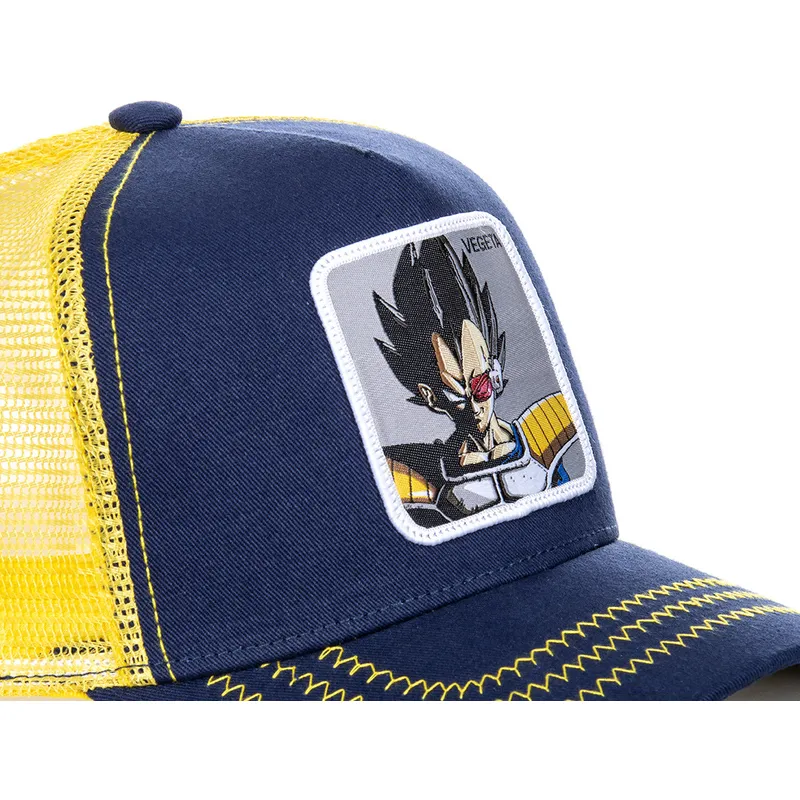 Casquette Trucker Bleue Marine Et Jaune Vegeta Veg Dragon Ball Capslab