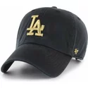 casquette-courbee-noire-avec-logo-or-los-angeles-dodgers-mlb-clean-up-metallic-47-brand