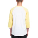 t-shirt-a-manche-3-4-blanc-et-jaune-winged-peace-yellow-volcom