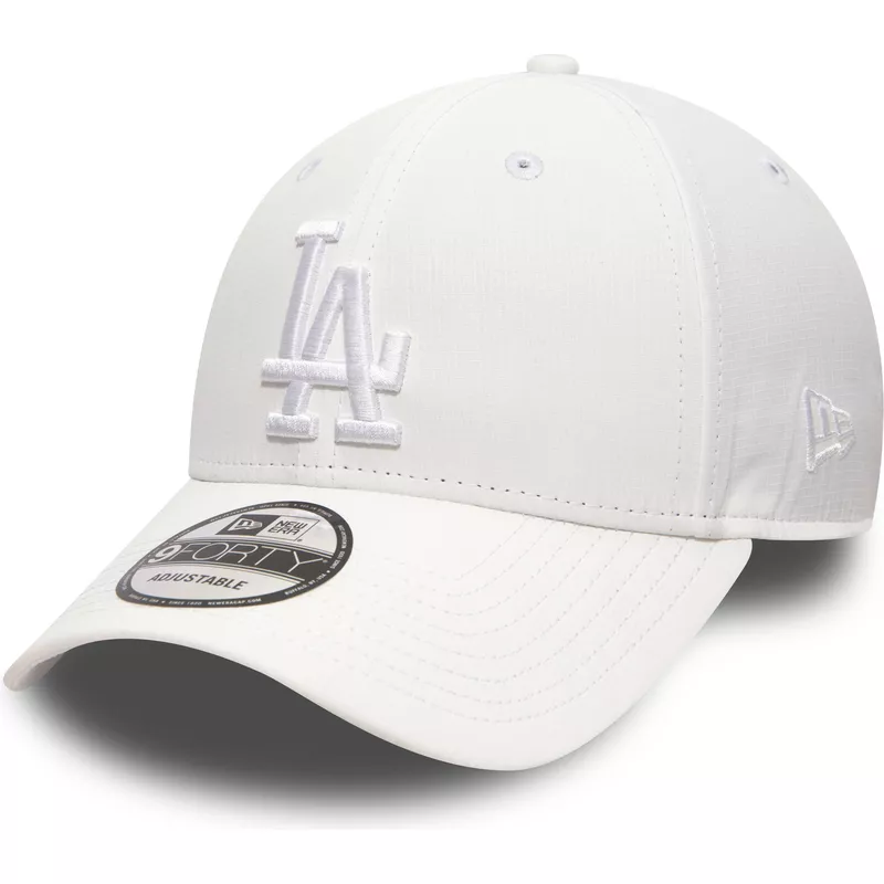 casquette-courbee-blanche-ajustable-avec-logo-blanc-9forty-nano-ripstop-los-angeles-dodgers-mlb-new-era