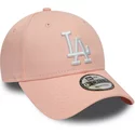 casquette-courbee-rose-ajustable-9forty-league-essential-los-angeles-dodgers-mlb-new-era