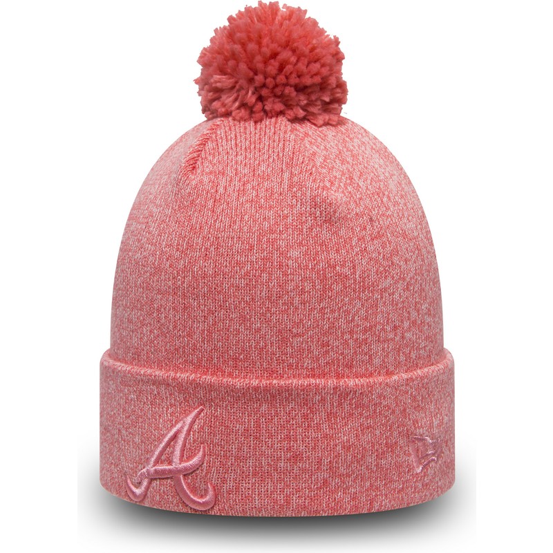 bonnet-rose-avec-pompom-cuff-knit-essential-bobble-atlanta-braves-mlb-new-era