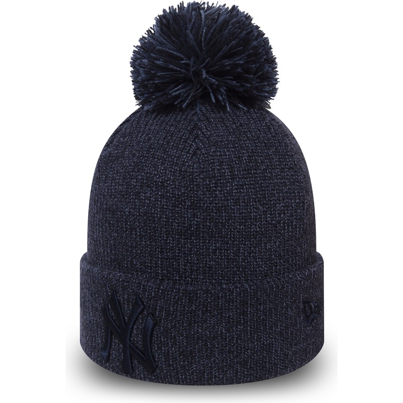 bonnet-bleu-avec-pompom-cuff-knit-marl-bobble-new-york-yankees-mlb-new-era