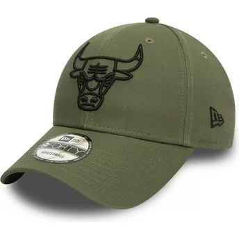 Casquette courbée verte ajustable avec logo noir 9FORTY League Essential Chicago Bulls NBA New Era