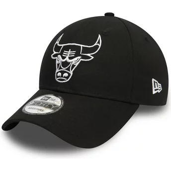 Casquette courbée noire ajustable avec logo blanc 9FORTY League Essential Chicago Bulls NBA New Era