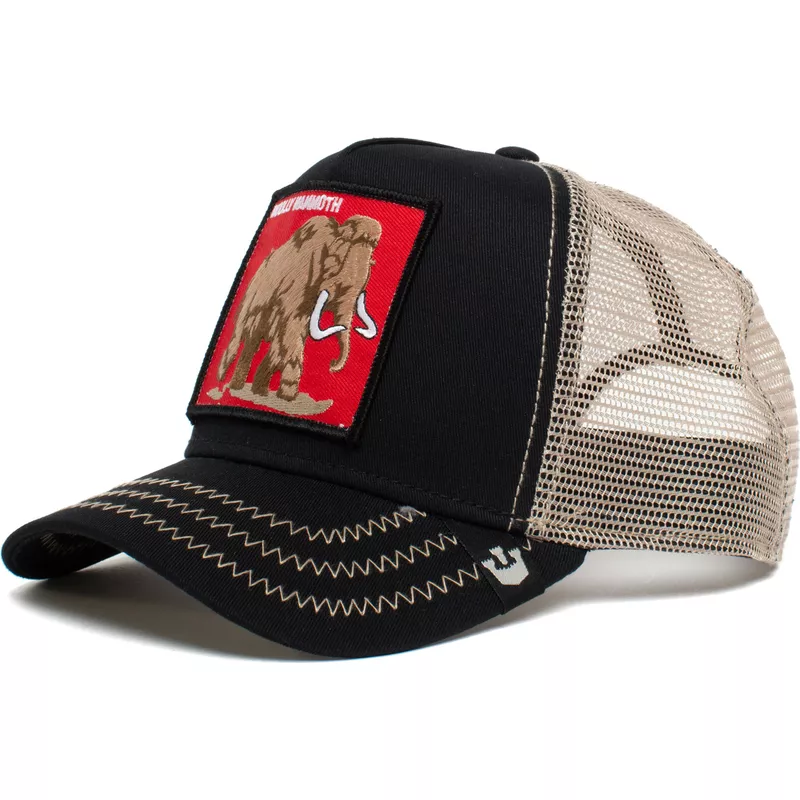 casquette-trucker-noire-mammouth-wooly-mammoth-6-tons-the-farm-goorin-bros