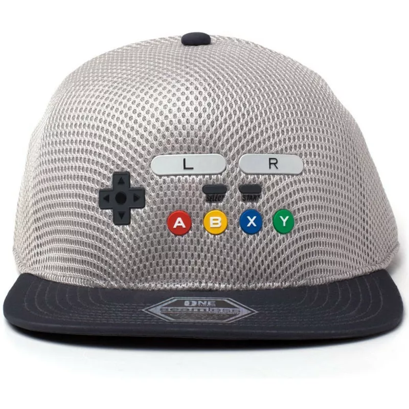 casquette-plate-grise-et-noire-snapback-snes-inspired-seamless-nintendo-difuzed