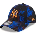 casquette-courbee-bleue-ajustable-avec-logo-orange-9forty-ray-scape-new-york-yankees-mlb-new-era