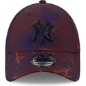casquette-courbee-grenat-ajustable-avec-logo-bleu-marine-9forty-ray-scape-new-york-yankees-mlb-new-era