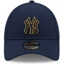 casquette-courbee-bleue-marine-ajustable-avec-logo-bleu-et-jaune-9forty-pop-outline-new-york-yankees-mlb-new-era