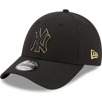 Casquette courbée noire ajustable 9FORTY Black And Gold New York Yankees MLB New Era