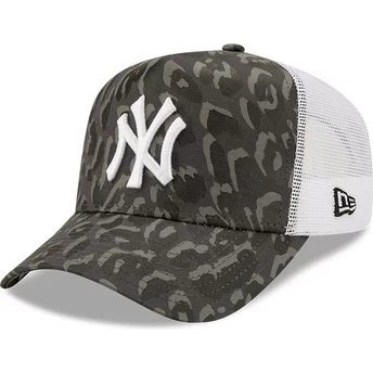Casquette trucker camouflage noire A Frame Seasonal Camo New York Yankees MLB New Era