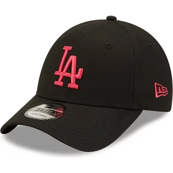 Casquette courbée noire ajustable avec logo rose 9FORTY League Essential Los Angeles Dodgers MLB New Era