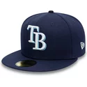 casquette-plate-bleue-marine-ajustee-59fifty-ac-perf-tampa-bay-rays-mlb-new-era