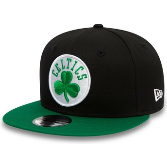 Casquette plate noire et verte snapback 9FIFTY Boston Celtics NBA New Era
