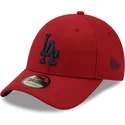 casquette-courbee-rouge-ajustable-avec-logo-bleu-9forty-diamond-era-los-angeles-dodgers-mlb-new-era