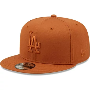Casquette plate marron snapback avec logo marron 9FIFTY League Essential Los Angeles Dodgers MLB New Era