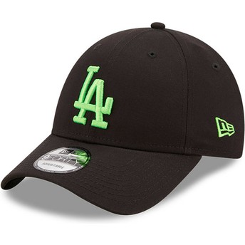 Casquette courbée noire ajustable avec logo vert 9FORTY Neon Pack Los Angeles Dodgers MLB New Era