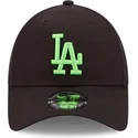 casquette-courbee-noire-ajustable-avec-logo-vert-9forty-neon-pack-los-angeles-dodgers-mlb-new-era