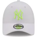 casquette-courbee-grise-ajustable-avec-logo-vert-9forty-neon-pack-new-york-yankees-mlb-new-era