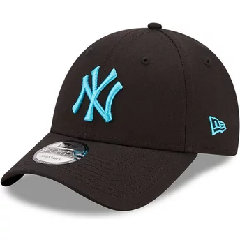 Casquette courbée noire ajustable avec logo bleu 9FORTY Neon Pack New York Yankees MLB New Era