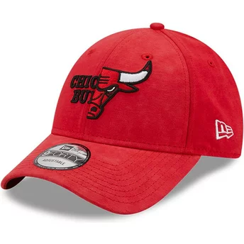 Casquette courbée rouge ajustable 9FORTY Washed Pack Split Logo Chicago Bulls NBA New Era