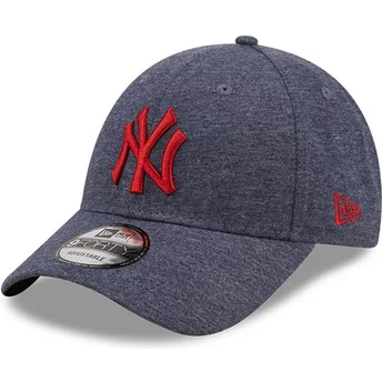 Casquette courbée grise ajustable avec logo rouge 9FORTY Pull Essential New York Yankees MLB New Era