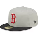 casquette-plate-grise-et-noire-ajustee-59fifty-world-series-boston-red-sox-mlb-new-era