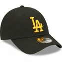 casquette-courbee-noire-ajustable-avec-logo-jaune-9forty-league-essential-los-angeles-dodgers-mlb-new-era