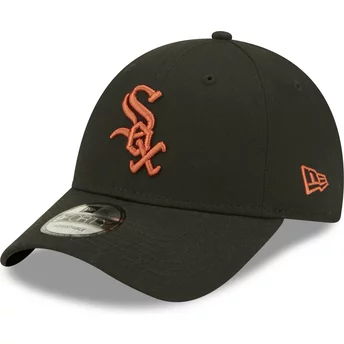 Casquette courbée noire ajustable avec logo marron 9FORTY League Essential Chicago White Sox MLB New Era
